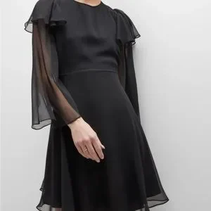 Silk Chiffon Dress Rebecca Taylor Black Ruffle Dress Rebecca Taylor One  Shoulder Dress Women's Size Black